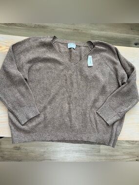 Old Navy long sleeve cotton crew neck sweater size XL light taupe brown